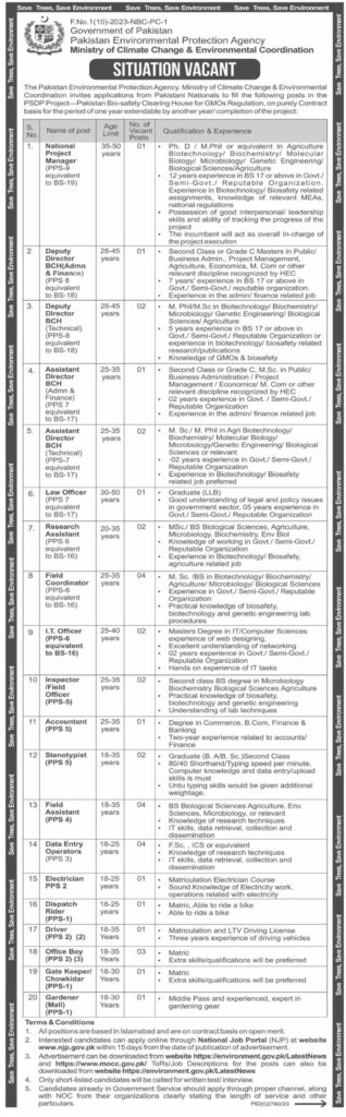 Ministry of Climate Change Jobs November 2023