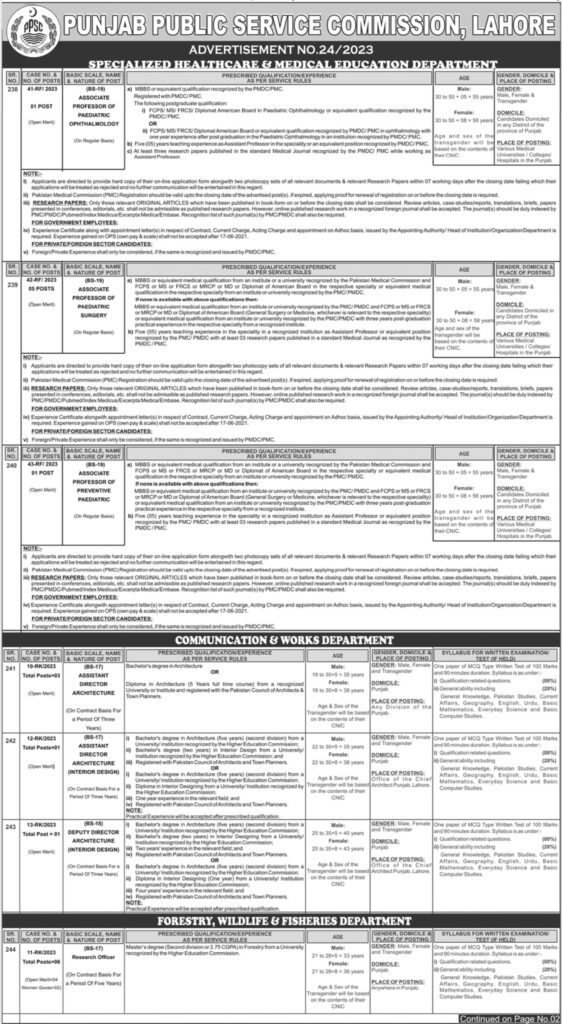 PPSC Jobs 2023 Advertisement 