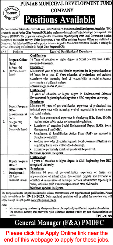 Punjab Municipal Development Fund Company Jobs 