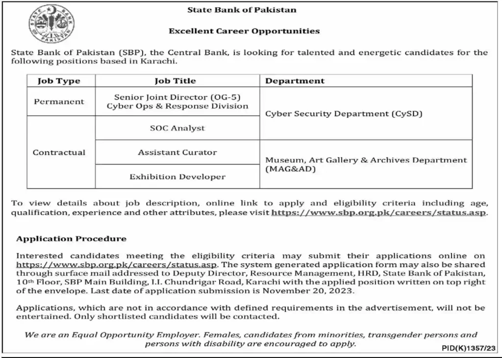 Latest SBP Bank Jobs 2023