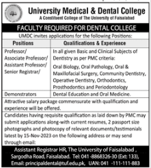 University Medical - Dental College Jobs in Faisalabad 2023 