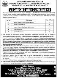 Jobs in Punjab Social Protection Authority Lahore